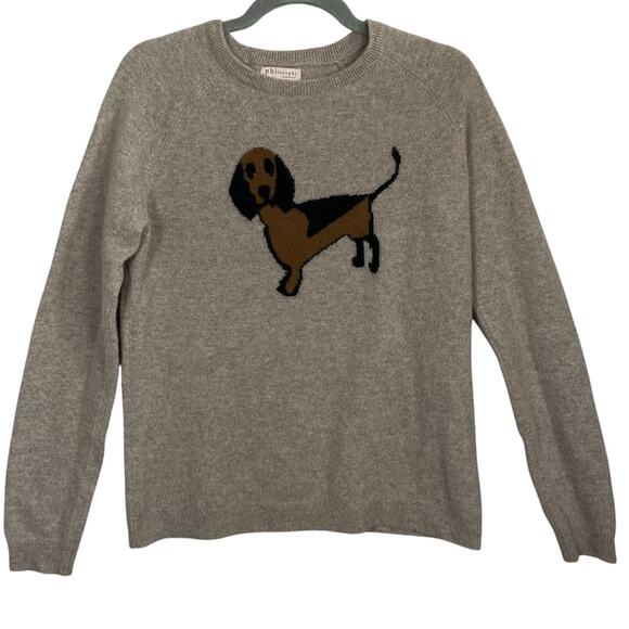 Philosophy 100% Cashmere Dog Print  Sweater Medium - Picture 1 of 7